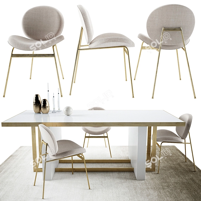 Modern Jane Dining Set: Chair & Table 3D model image 1