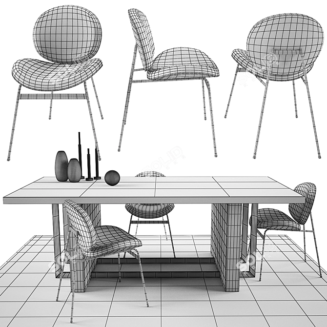 Modern Jane Dining Set: Chair & Table 3D model image 3