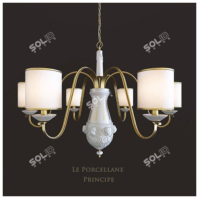 Elegant Porcelain Chandelier 3D model image 1