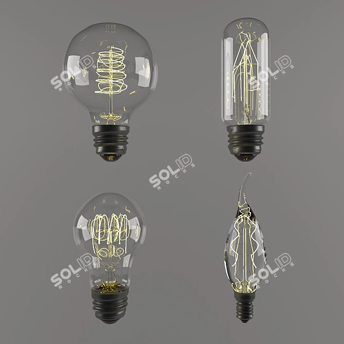 Industrial Style Light Bulbs 3D model image 1