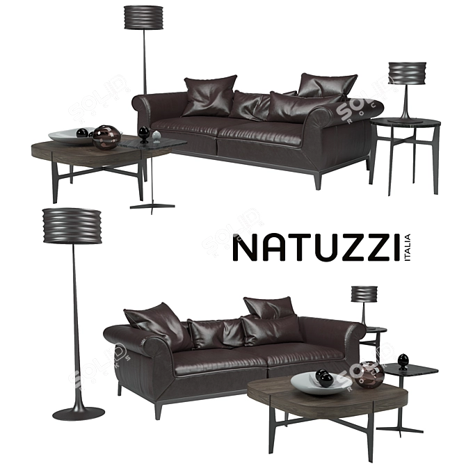 Natuzzi Poliziano Sofa - Elegant Comfort for Your Living Space 3D model image 1
