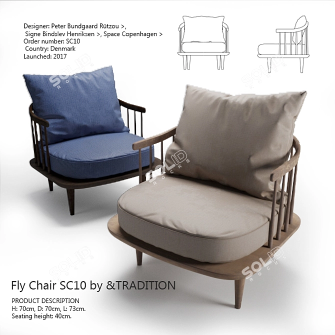 Elegantly Crafted Fly Chair SC10 3D model image 1