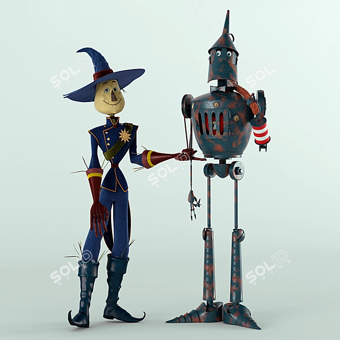 Oz's Dynamic Duo: Scarecrow & Woodcutter 3D model image 1