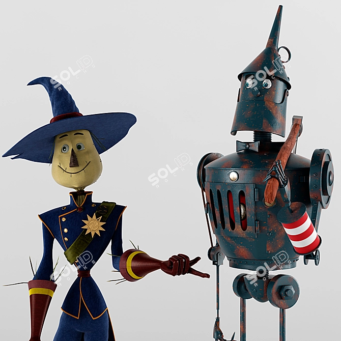 Oz's Dynamic Duo: Scarecrow & Woodcutter 3D model image 2