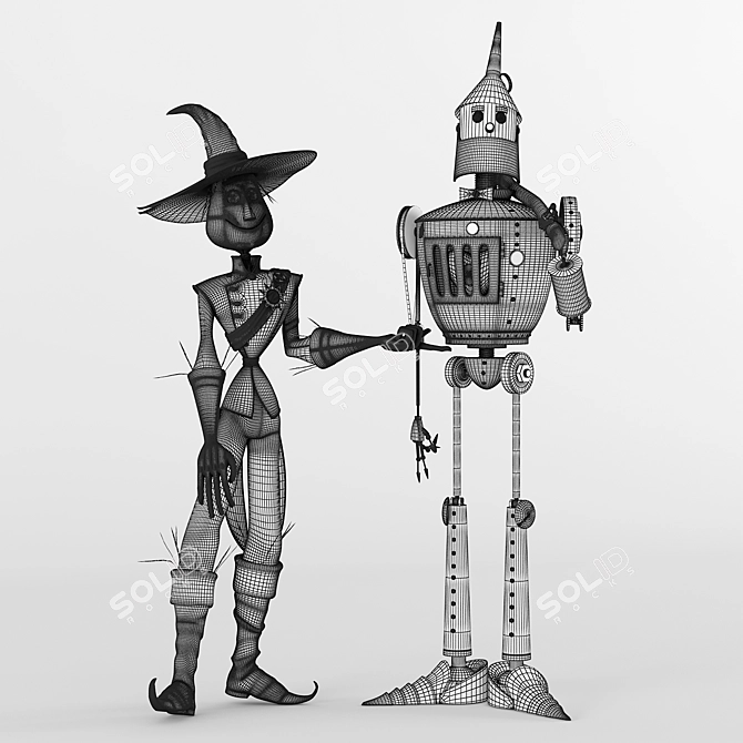 Oz's Dynamic Duo: Scarecrow & Woodcutter 3D model image 3