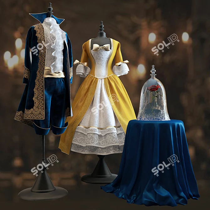 Title: Elegant Beauty and the Beast Costume 3D model image 1