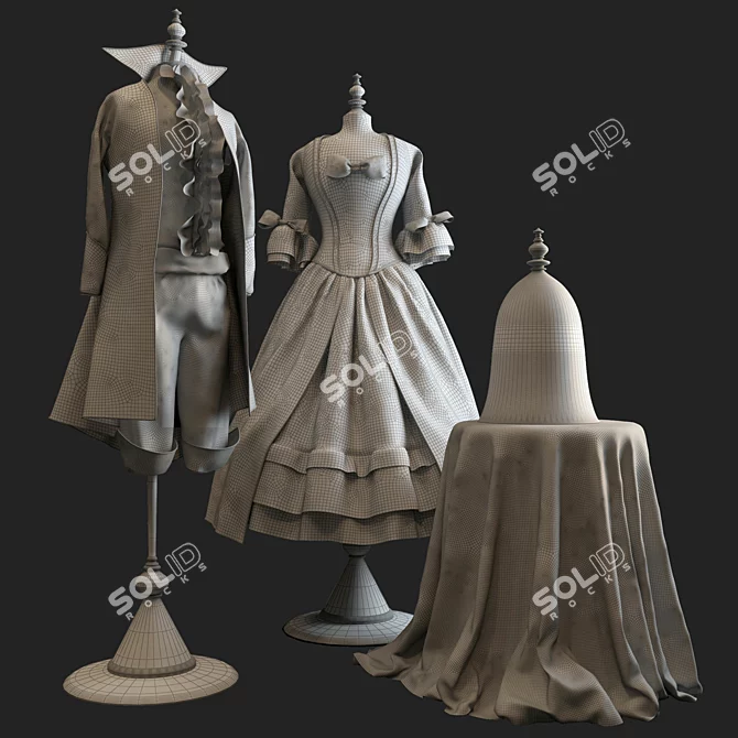 Title: Elegant Beauty and the Beast Costume 3D model image 3