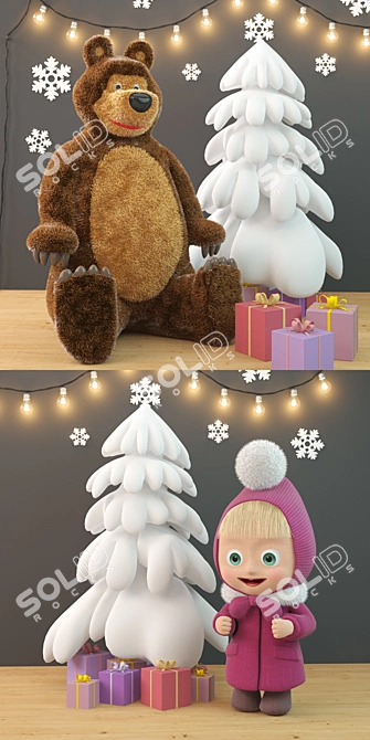 Masha and the Bear Toy Set 3D model image 2