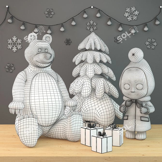 Masha and the Bear Toy Set 3D model image 3