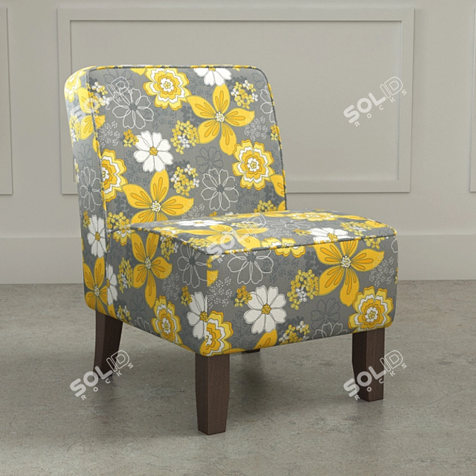 Elegant Floral Accent Chair 3D model image 1