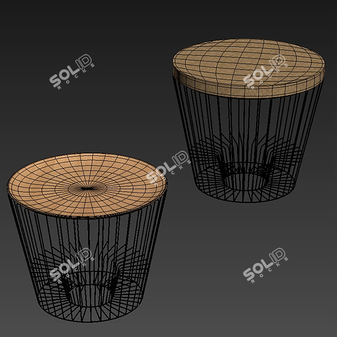 Modern Coffee Table with Tray - H40 D50 cm 3D model image 3