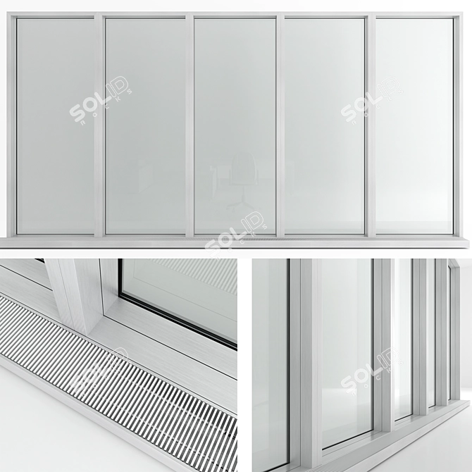 Title: Panoramic Floor Window with Radiator 3D model image 1