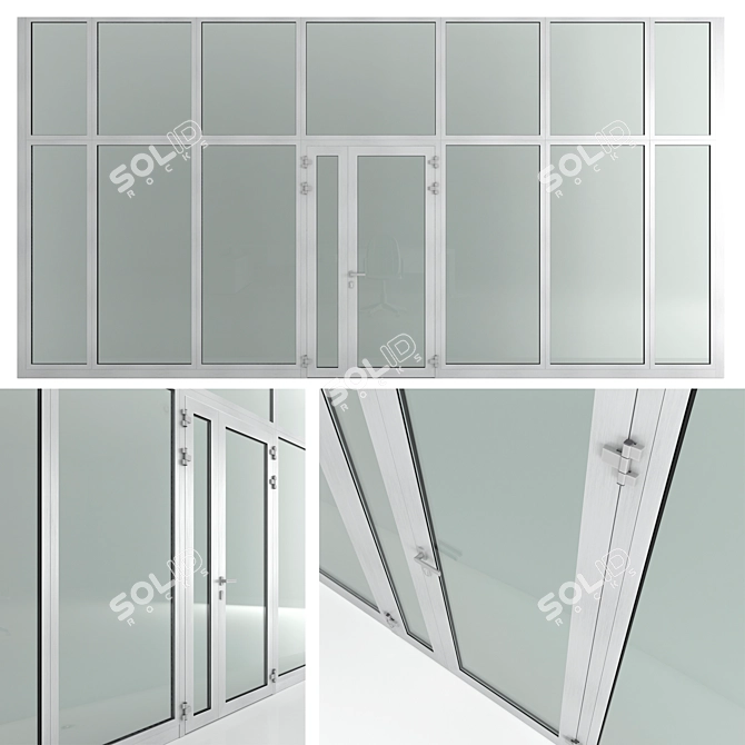 Title: NAYADA Glass Fireproof Doors & Partitions 3D model image 1