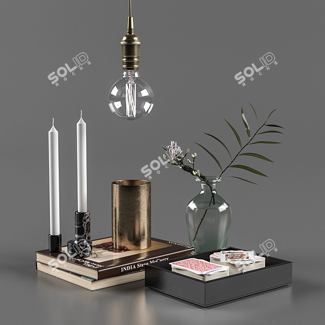 Elegant Card Deck Decor Set 3D model image 1