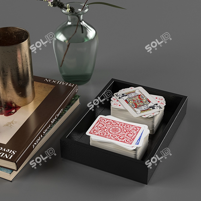 Elegant Card Deck Decor Set 3D model image 3