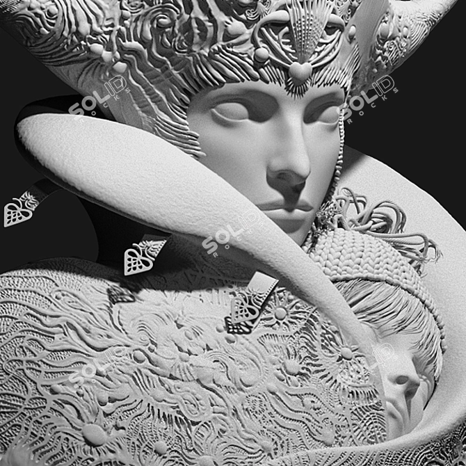 Enchanting Snow Queen Art Print 3D model image 2