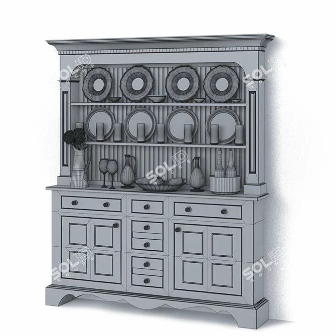 Vintage Violet-Sapphire Cupboard 3D model image 3