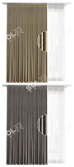 Elegant Curtain Kit: Espocada Fabrics & Premium Karniz 3D model image 2