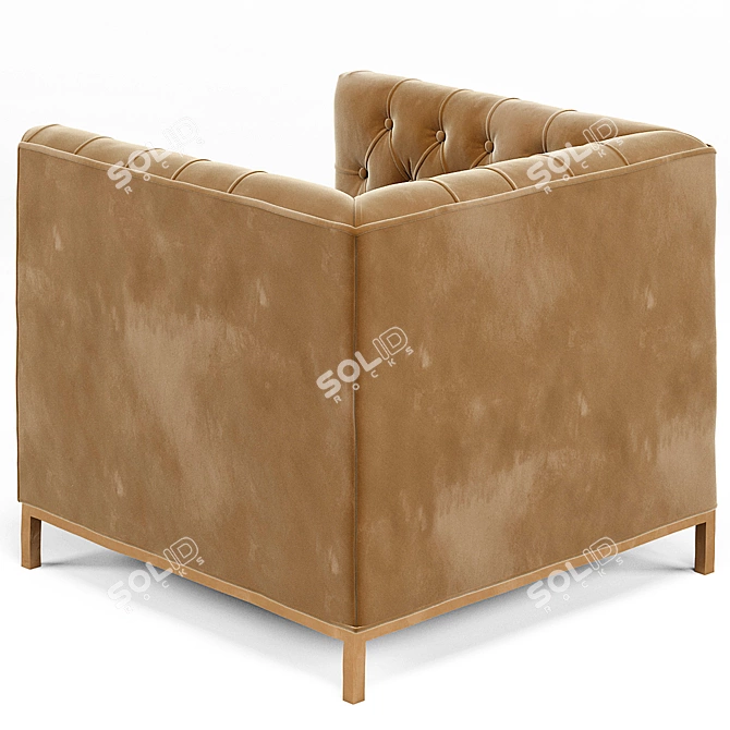 Trendy Fawn Mohair Cube Armchair 3D model image 2