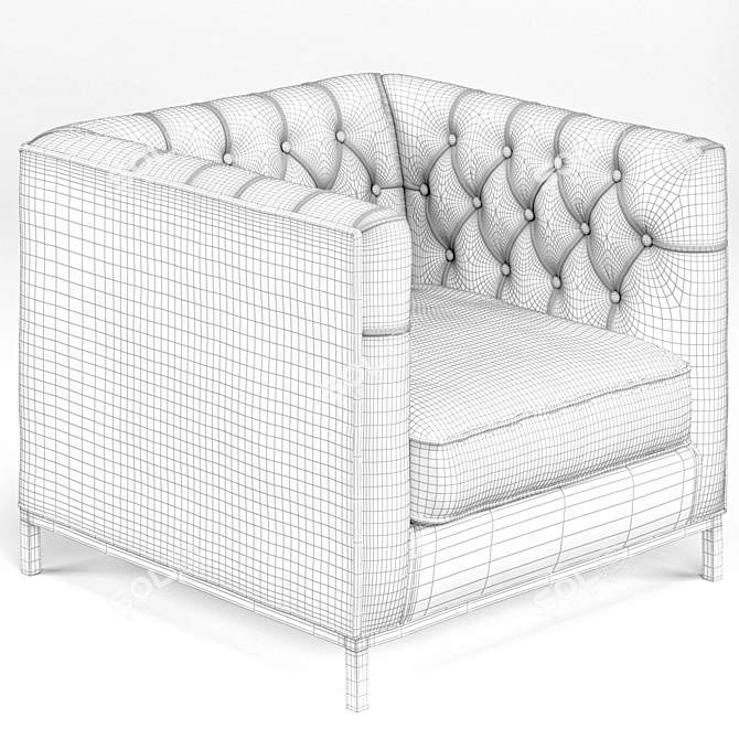 Trendy Fawn Mohair Cube Armchair 3D model image 3
