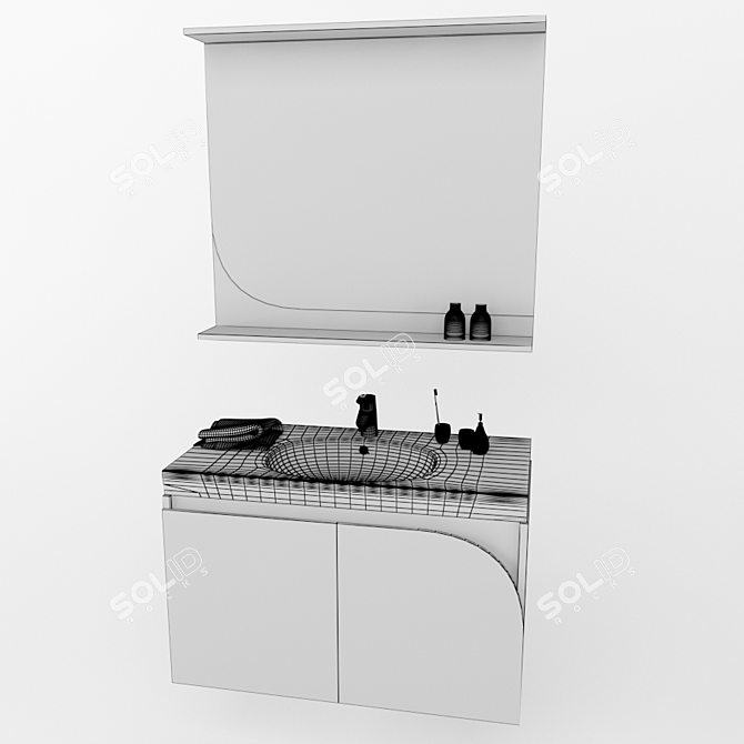 Sevillia 90: Elegant Bathroom Vanity & Mirror 3D model image 3
