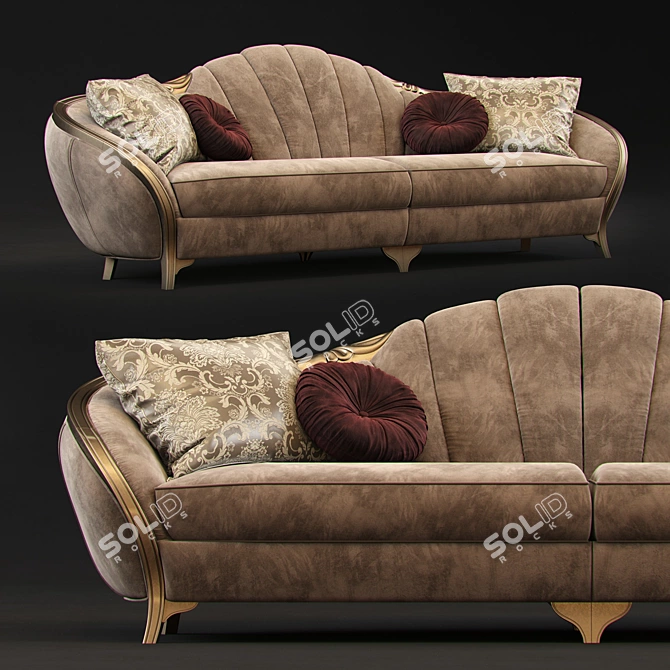 Luxurious GoldComfort Paradise Sofa 3D model image 1