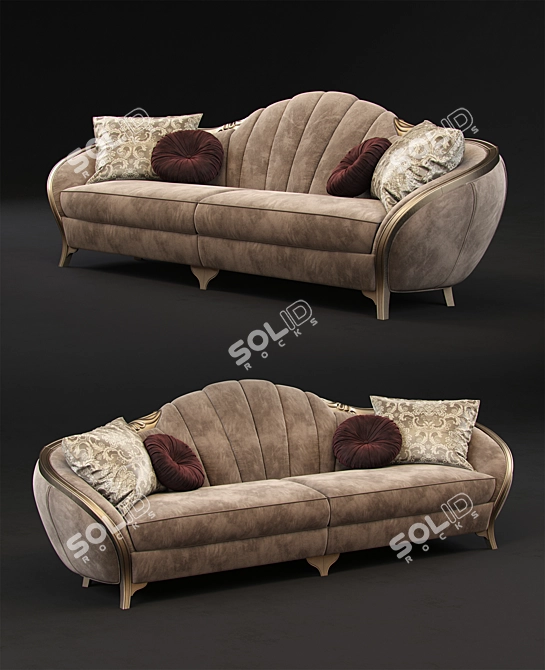 Luxurious GoldComfort Paradise Sofa 3D model image 3