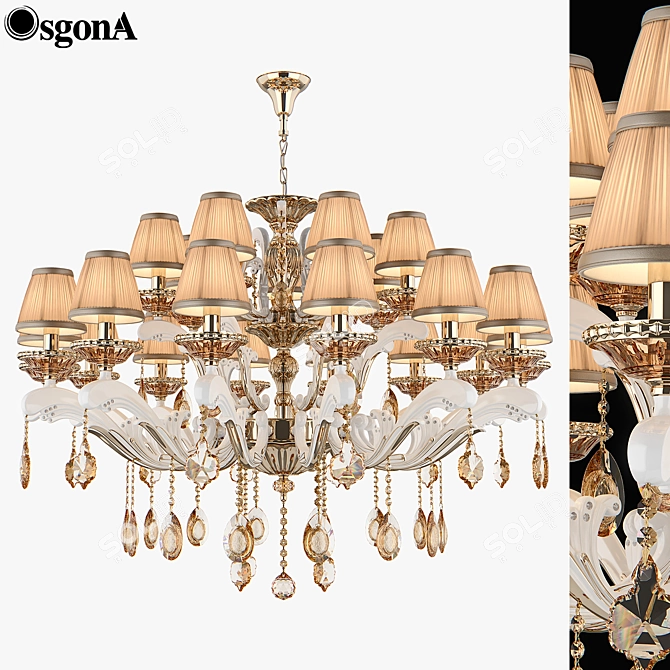 Elegant Crystal Pendant Chandelier 3D model image 1