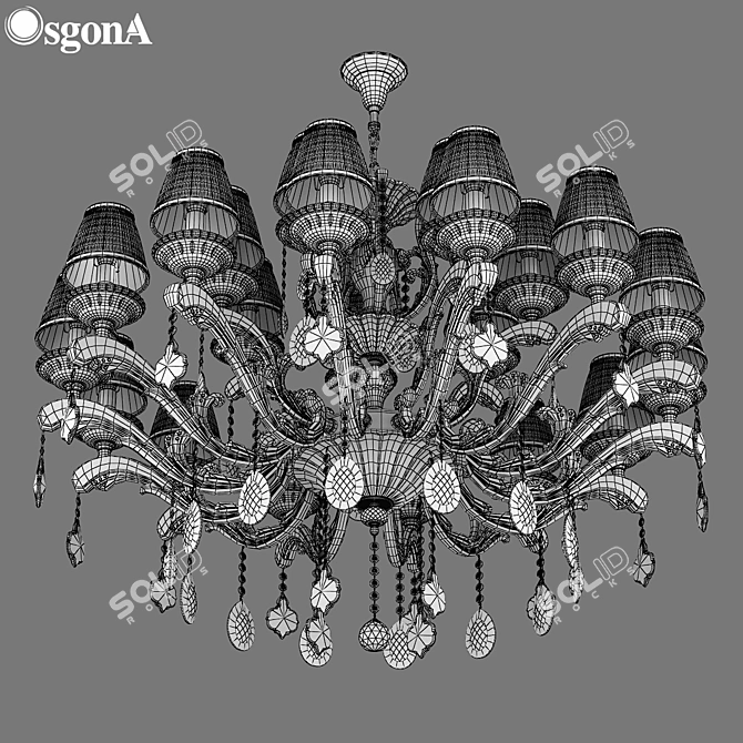 Elegant Crystal Pendant Chandelier 3D model image 3