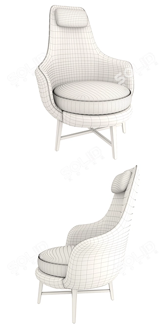 MH Loft Living Chair | Gray Fabric & Wood | 65/90/96 Size 3D model image 2