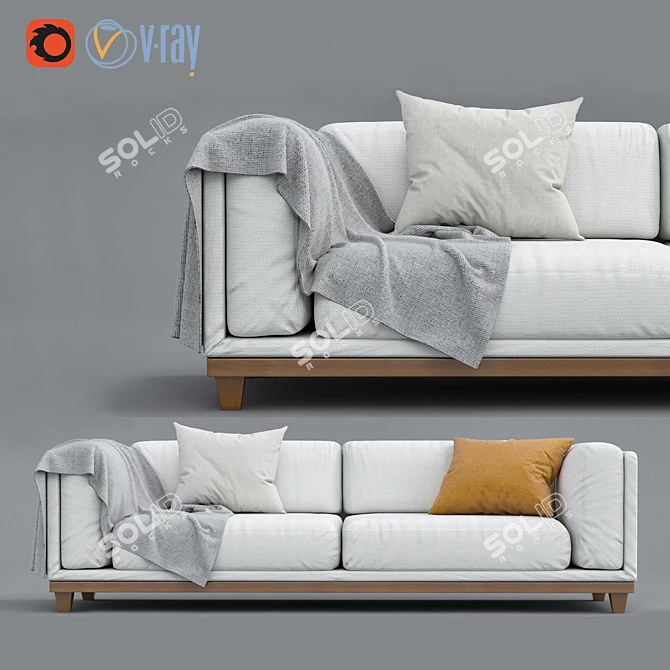 Triple Sofa: Versatile and Stylish 3D model image 1