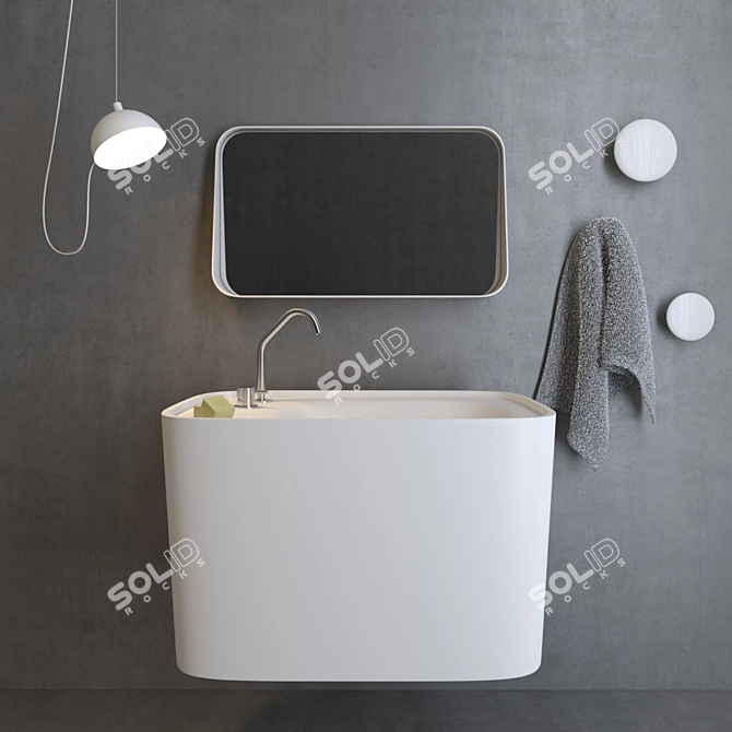 REXA Fonte Set: Sink, Faucet, Mirror 3D model image 1