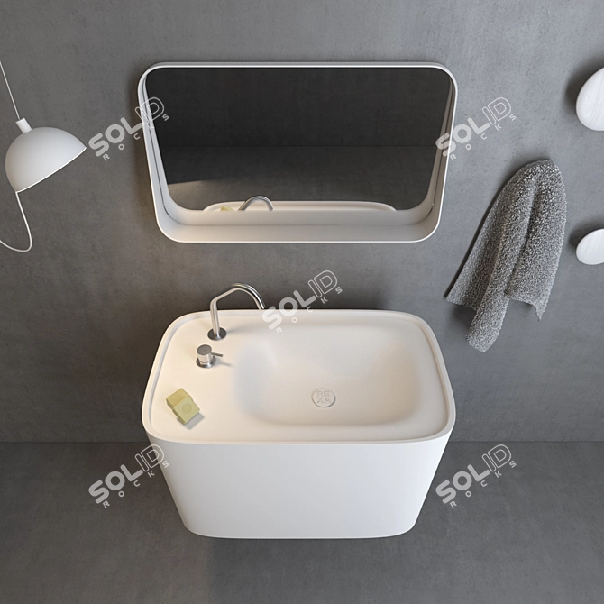 REXA Fonte Set: Sink, Faucet, Mirror 3D model image 2