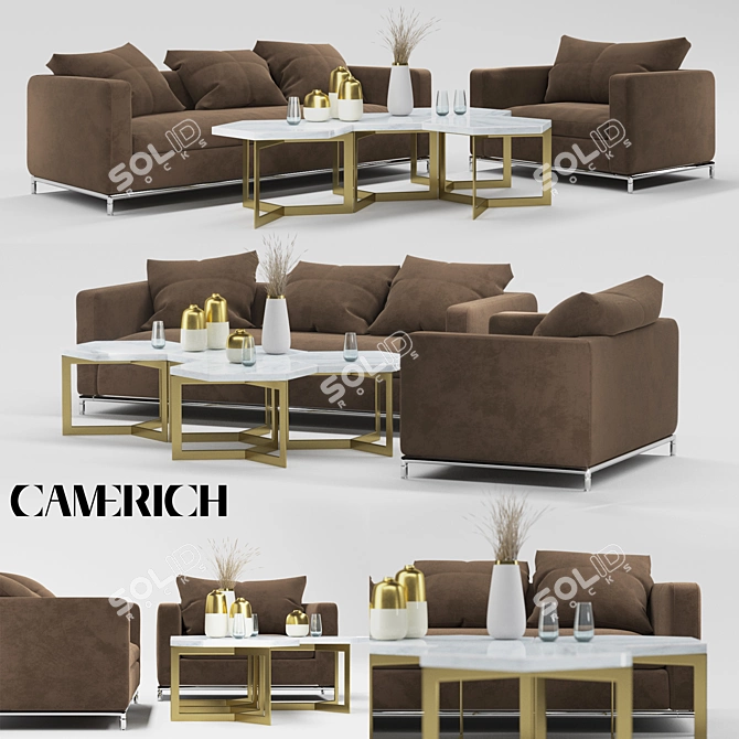 Cambridg Balance Set: 3-Seater Sofa & Armchair 3D model image 1