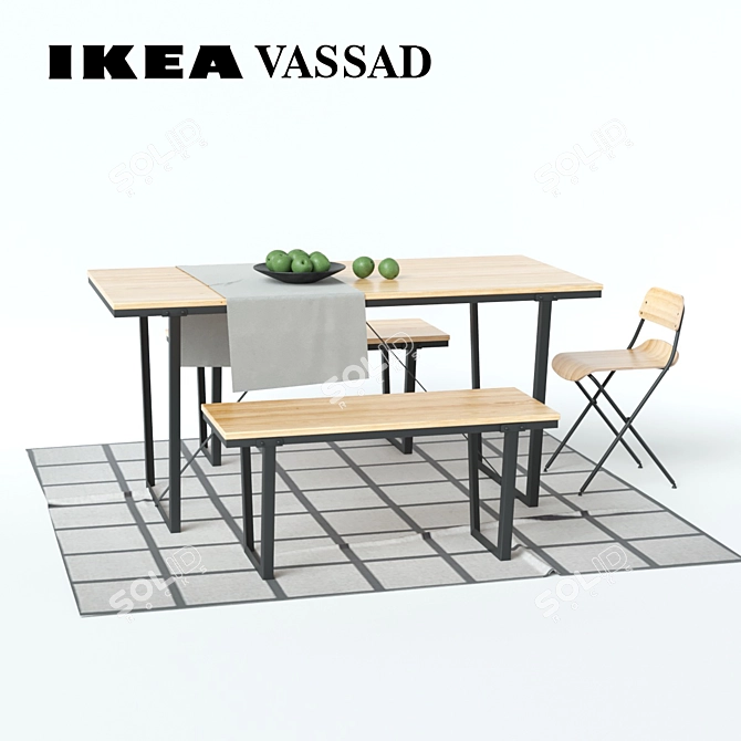 Versatile Scandinavian Dining Set 3D model image 1