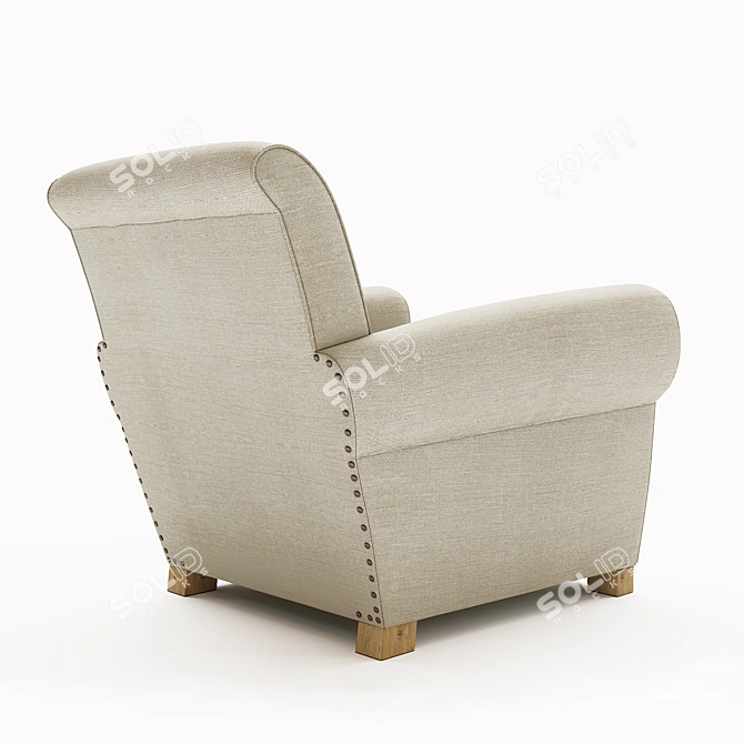 1920s Parisian Upholstered Club Chair 3D model image 2