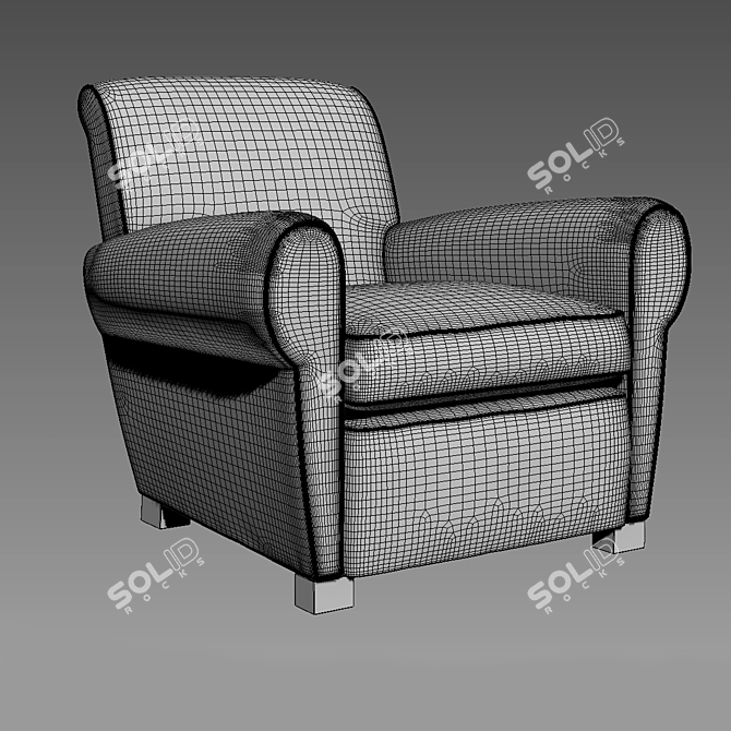 1920s Parisian Upholstered Club Chair 3D model image 3