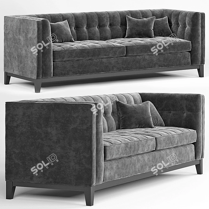 Aldgate Modern Black Velvet Sofa 3D model image 1