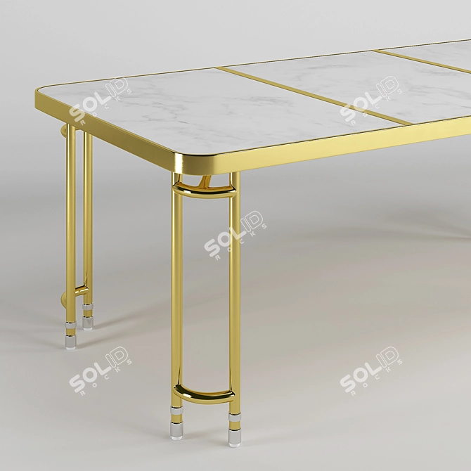 Elegant Brass Parabola Dining Table 3D model image 2