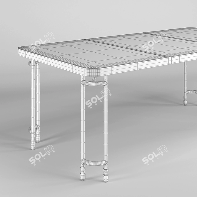 Elegant Brass Parabola Dining Table 3D model image 3
