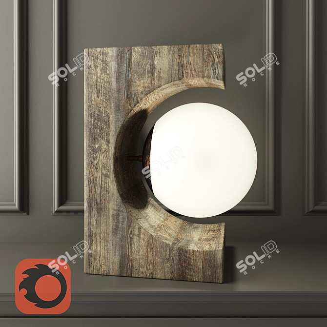 Lynx Wood Table Lamp | Minimalist Loft Décor 3D model image 1