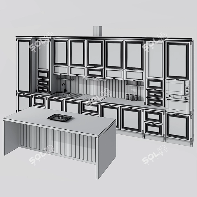 Elegant Churchill Kitchen 3D model image 3