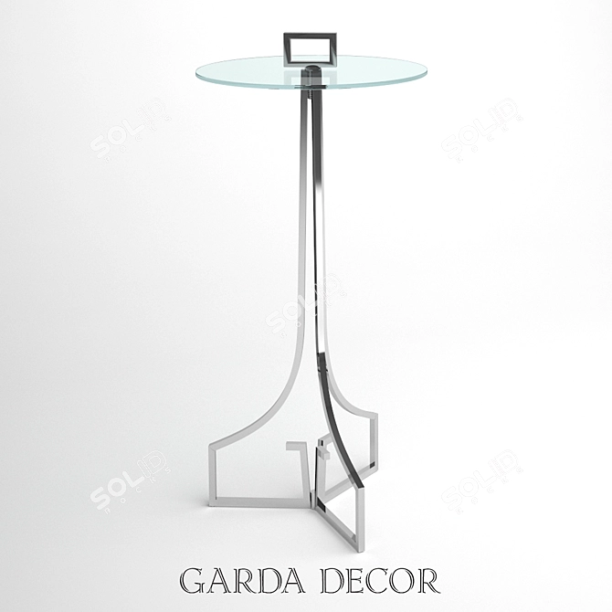 Sleek Glass and Stainless Steel Magazine Table 3D model image 1