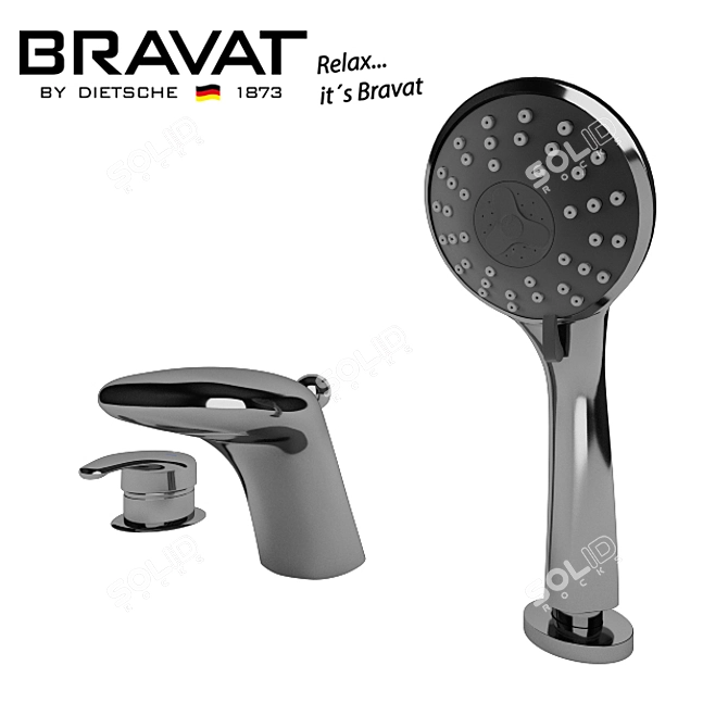 Bravat Cascade Bath Mixer: Sleek and Functional 3D model image 1