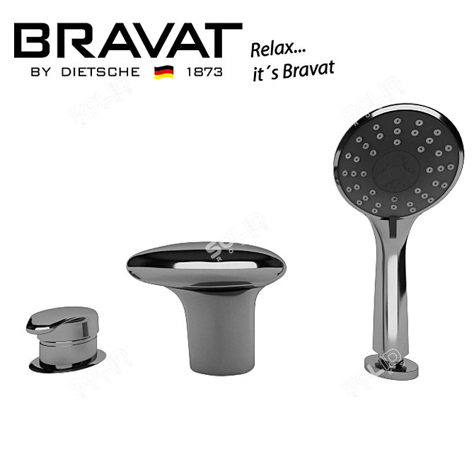 Bravat Cascade Bath Mixer: Sleek and Functional 3D model image 2