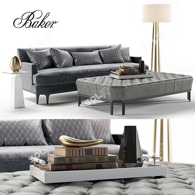 Baker Celestite Sofa Set: Elegant & Versatile 3D model image 1
