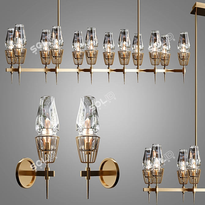 Elegant Chaillot Chandelier - 12 Lights 3D model image 1