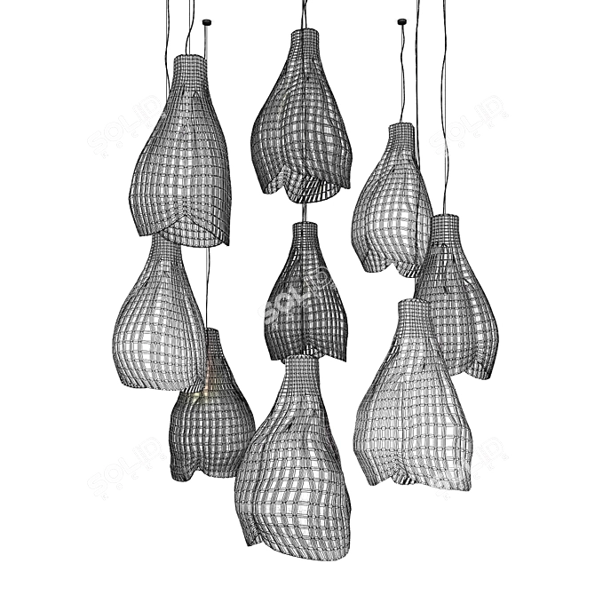 Elegant Muutos 9x L Chandelier 3D model image 2