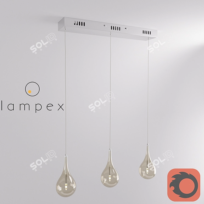 Lampex Avia 3: Stylish Nickel/Chrome Pendant Lamp 3D model image 1