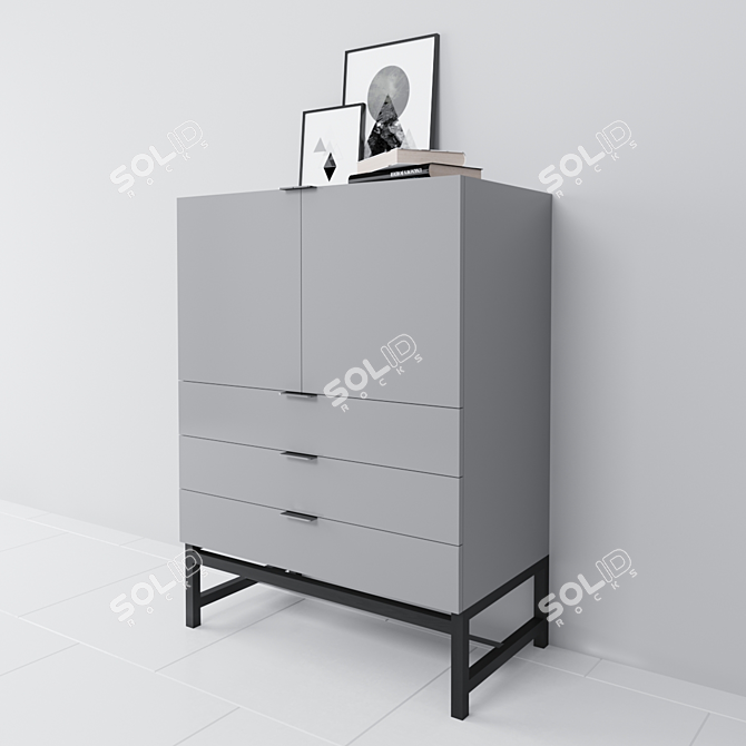 Elegant Harvey Vertical Cabinet 3D model image 2